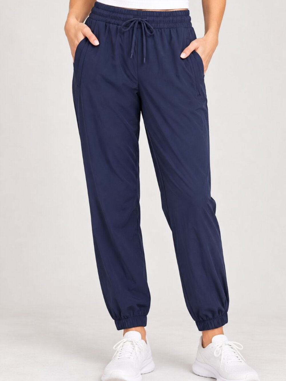 Fabletics Women's M Navy Blue Jogger Pants Drawstring Waist Athletic Activewea